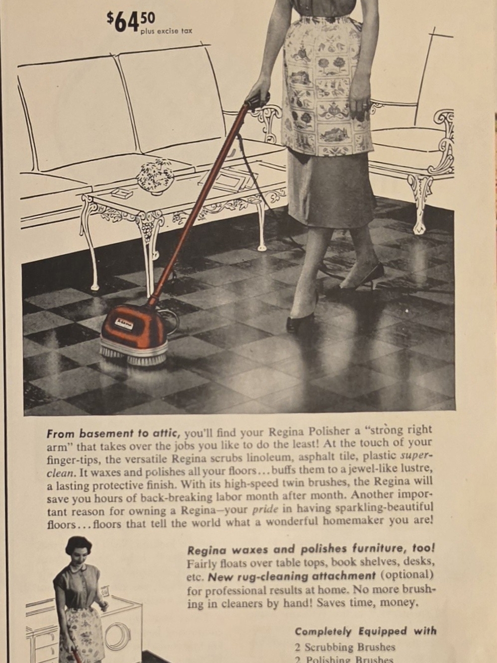 Regina Polisher Vintage Ad Art Poster - Red Accent
